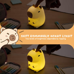 UNEEDE capybara night light charging via USB for wireless use.