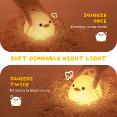 UNEEDE duck night light touch sensor demonstrates easy squeeze operation for kids.