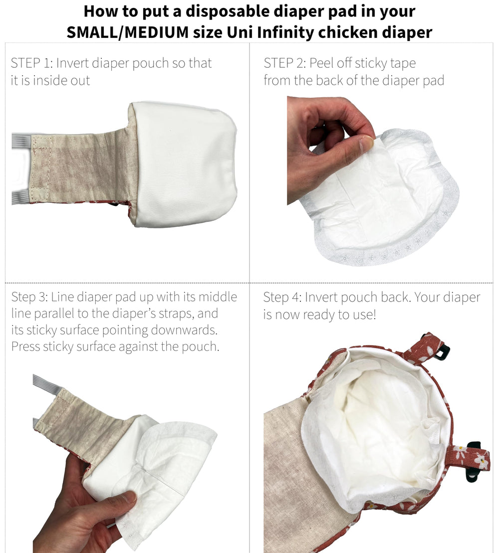 Uni Infinity instructional image shows how to use liners with reusable diaper.
