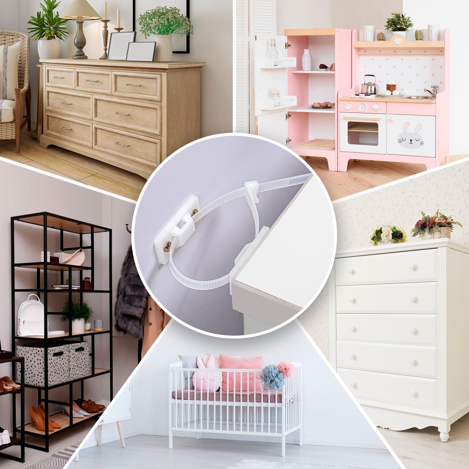 Unichild-kid-pet-safety-demo illustrates mom-friendly solution for cluttered home environments.
