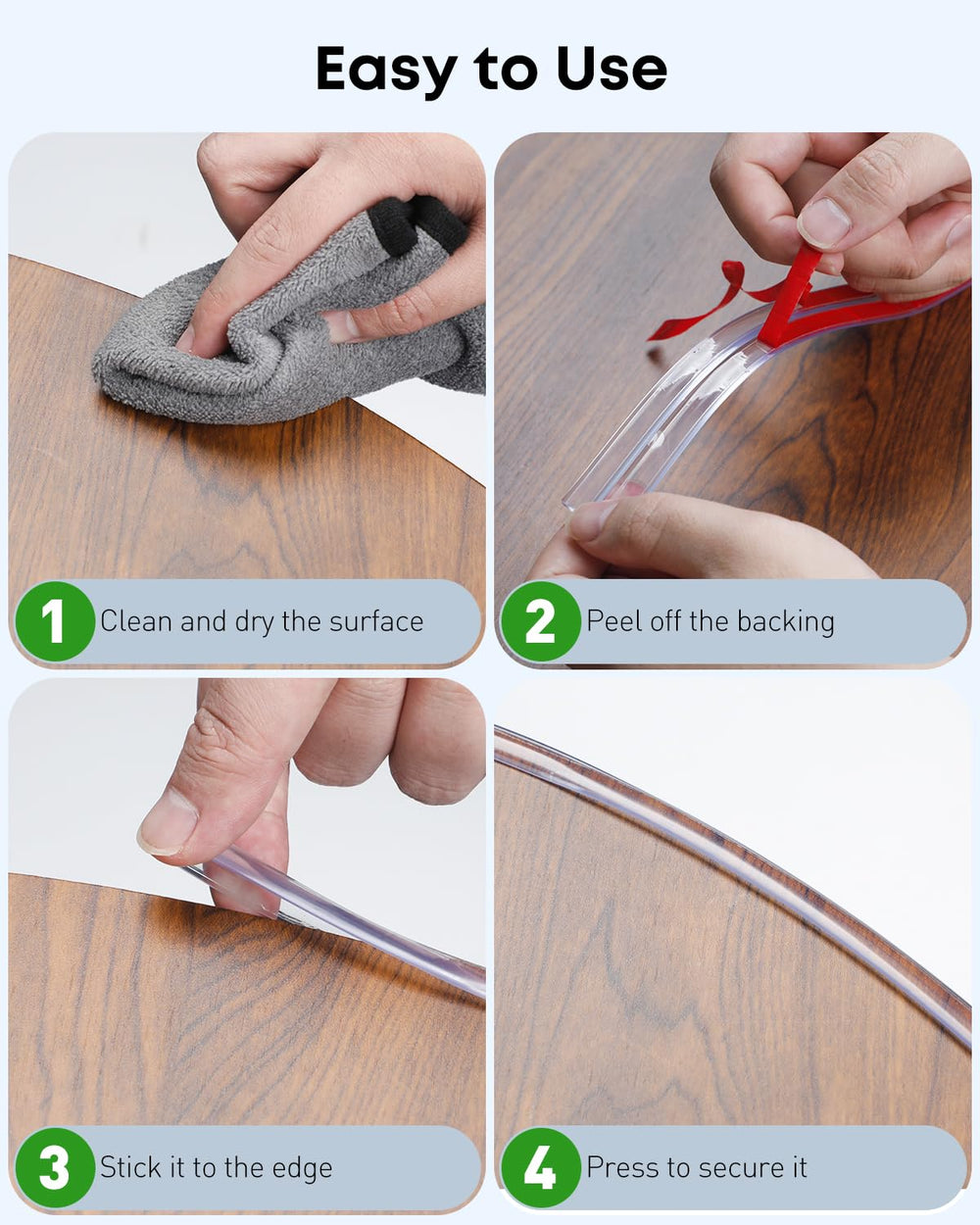 Uniclife Edge Protector Strip adhesive-back demonstrates strong PU acrylic grip for lasting protection.
