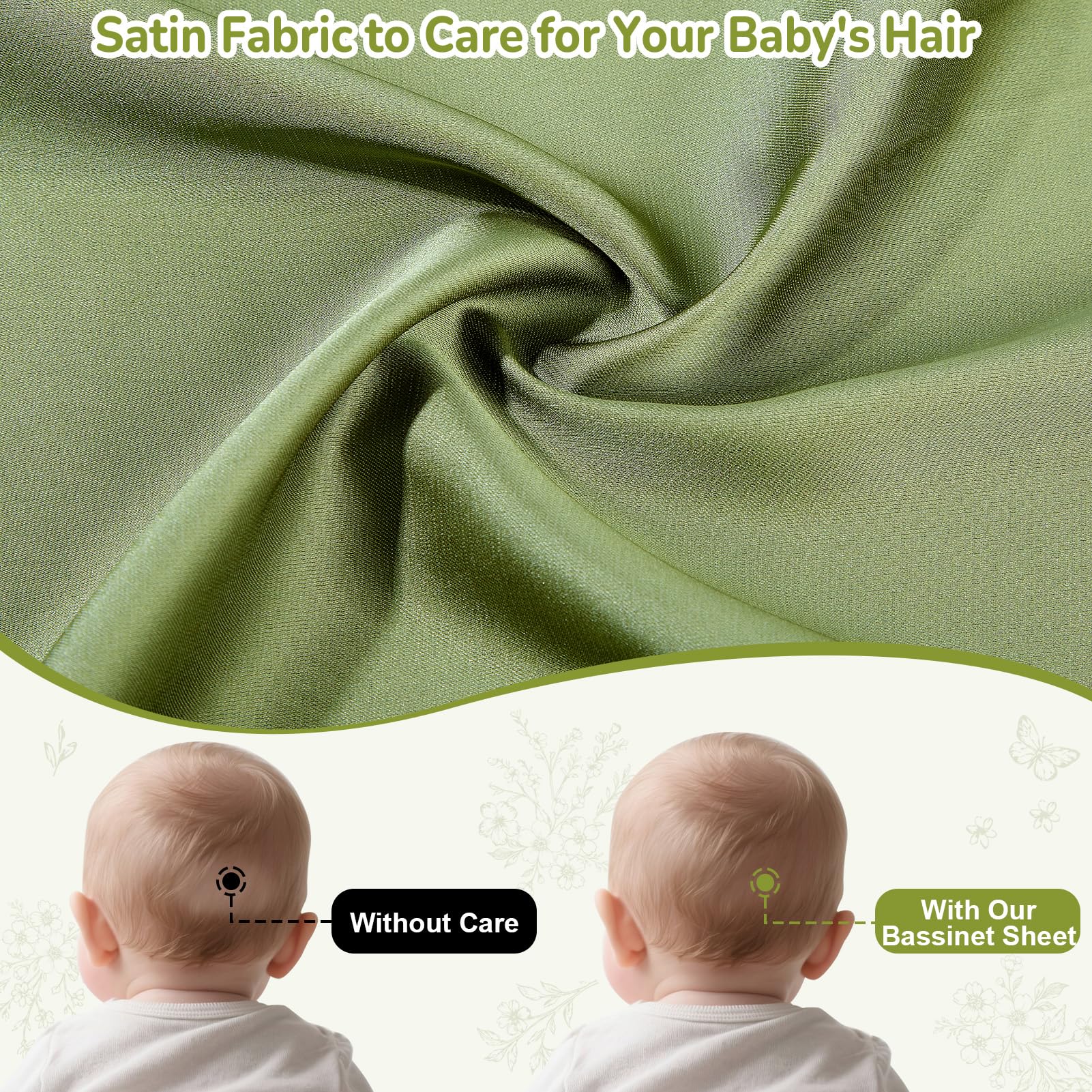 Unicorn Castle bassinet sheets adjustable strap close-up demonstrates secure fit