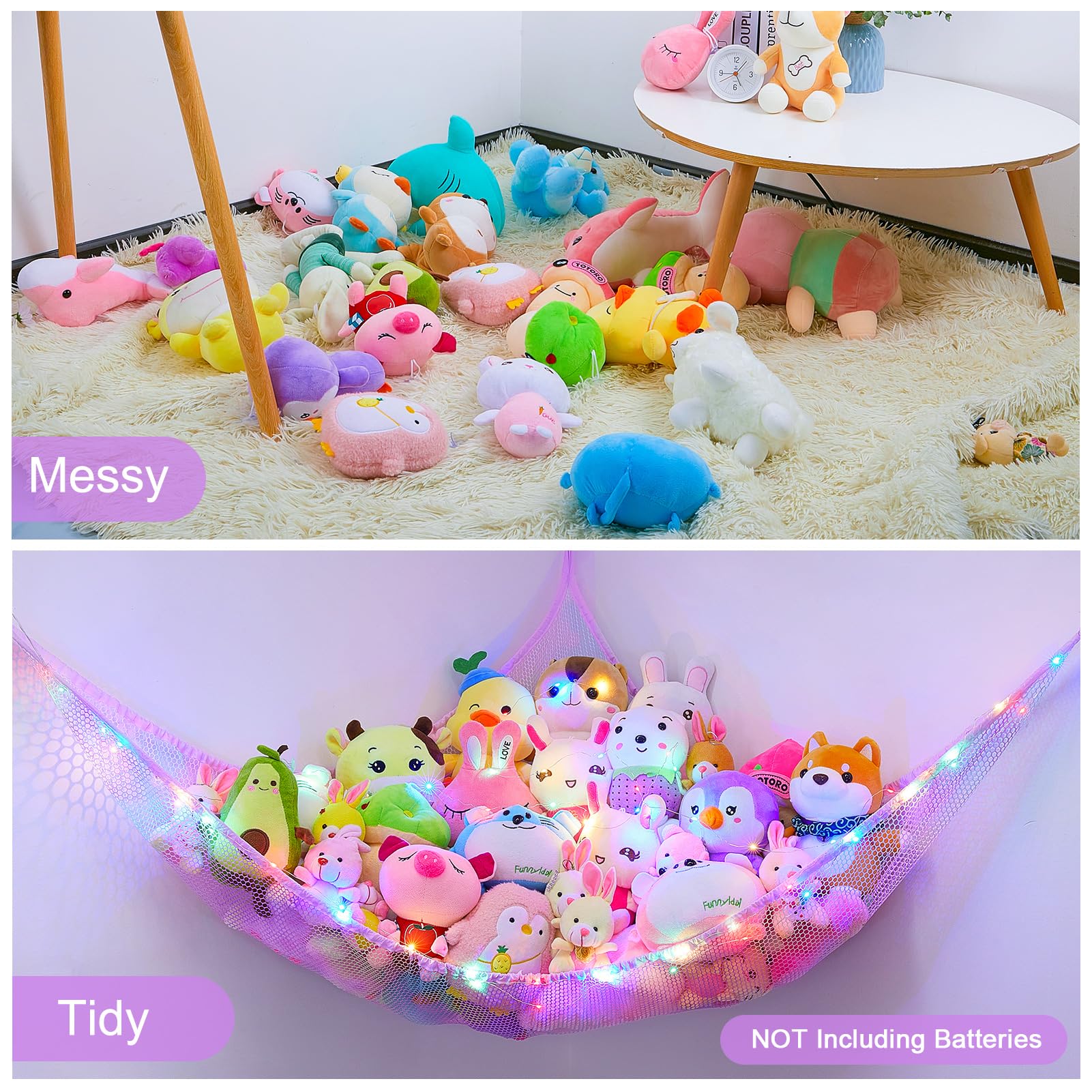 Unicorn Castle plush toy storage helps tidy nursery or bedroom.