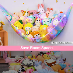 Unicorn Castle corner hanging toy holder keeps plush toys neatly accessible.