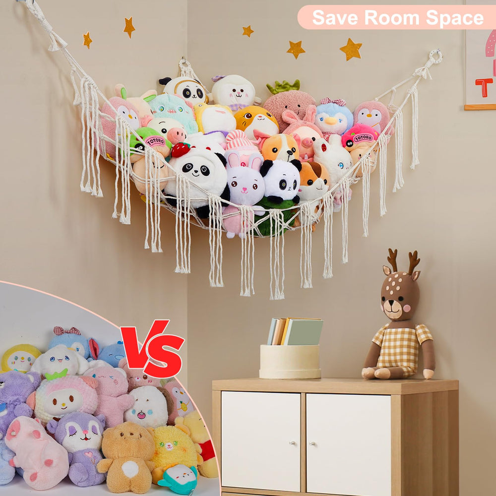 Unicorn Castle stuffed animals hammock net close-up shows durable cotton rope