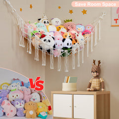 Unicorn Castle stuffed animals hammock net close-up shows durable cotton rope