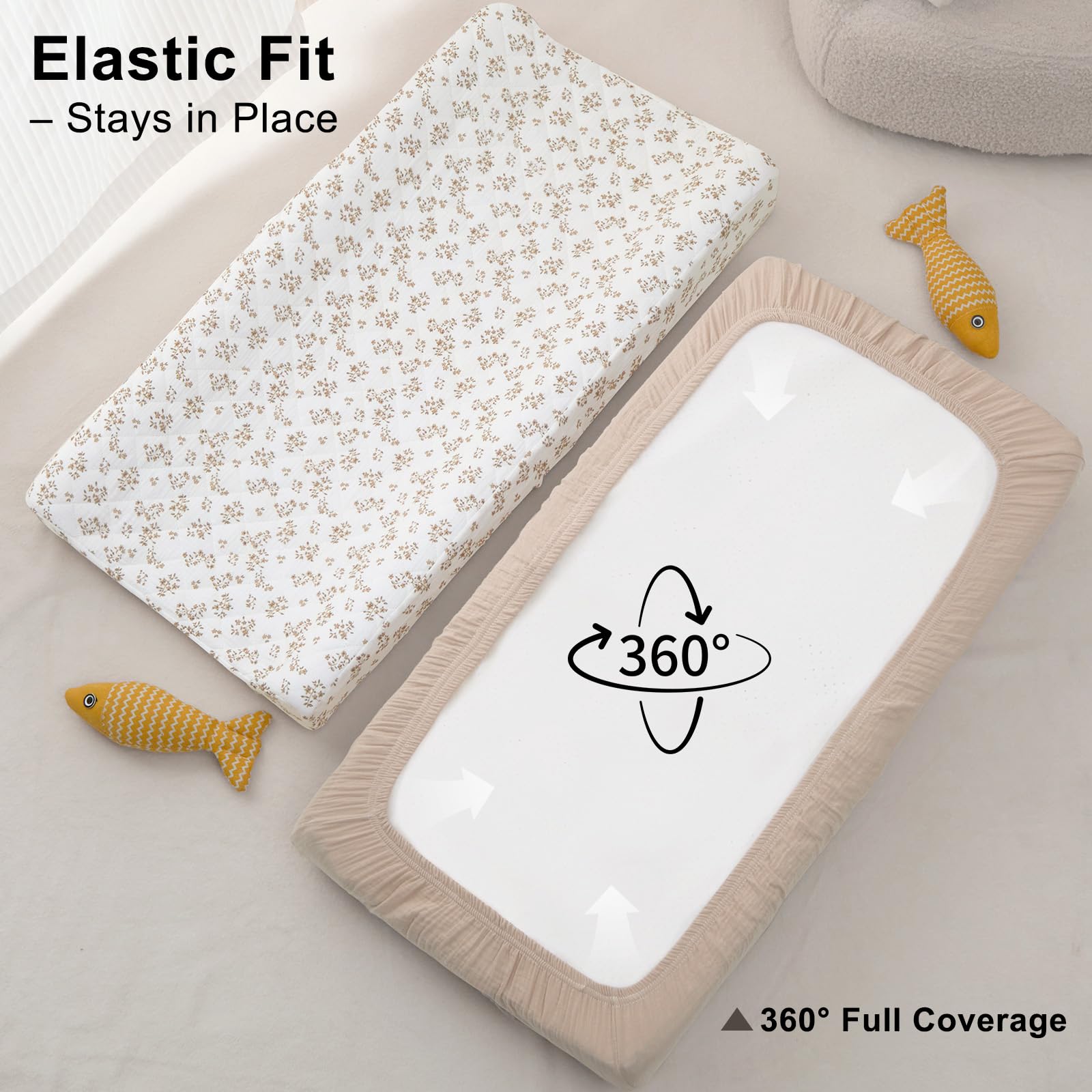 Unicorn Castle daily care coverage protects pad during diaper changes.