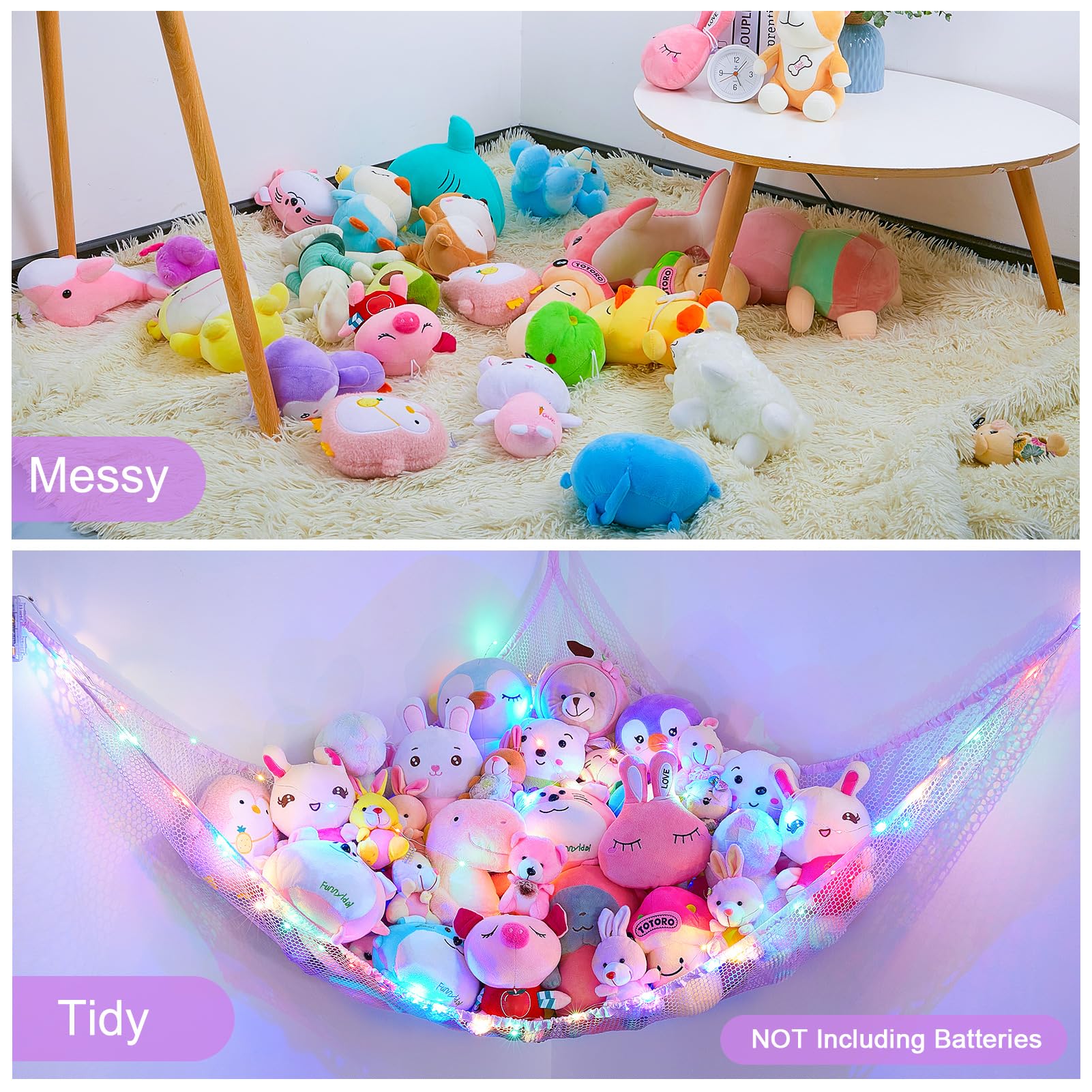 Unicorn Castle decorative toy organizer brightens playroom decor.