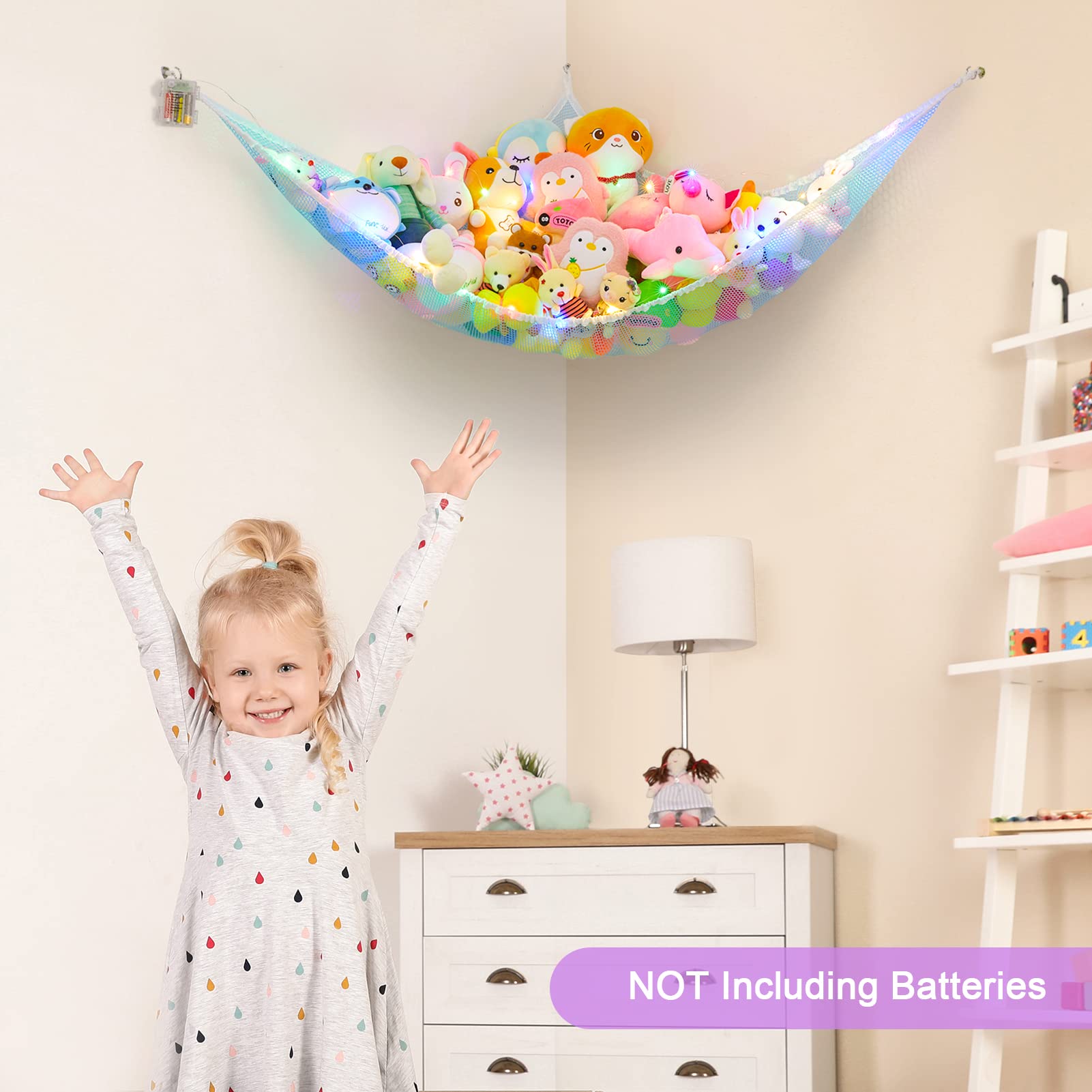 Unicorn Castle easy-to-hang toy organizer with anchors and screws for setup.