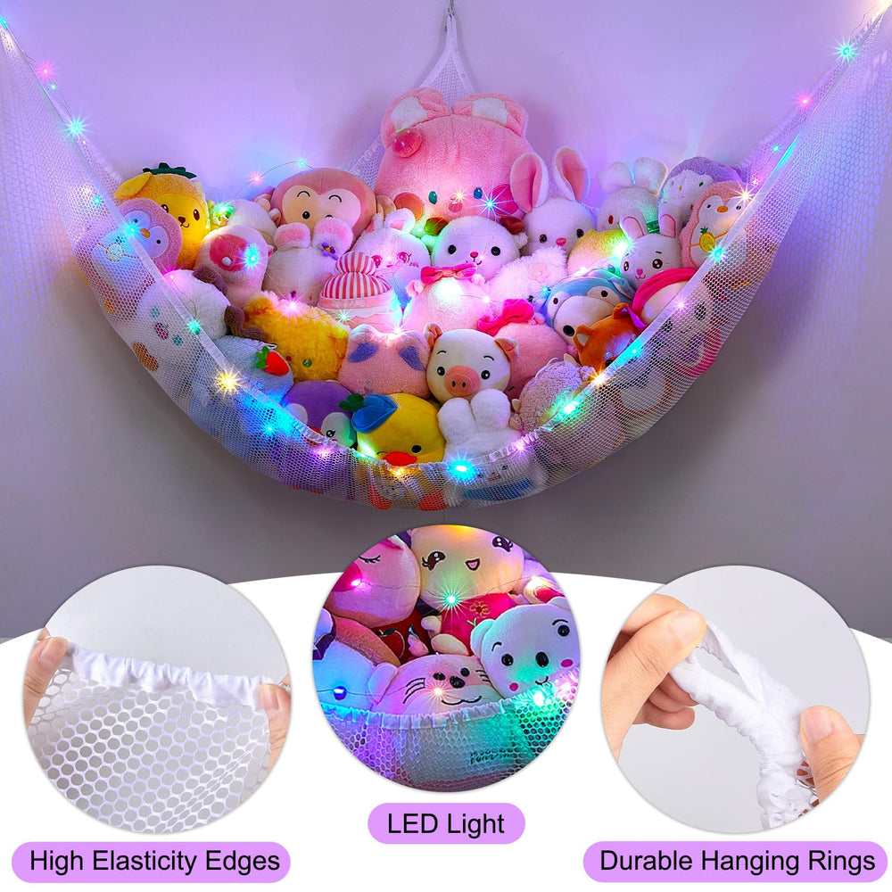 Unicorn Castle elastic-edge hammock provides secure adjustable plush storage
