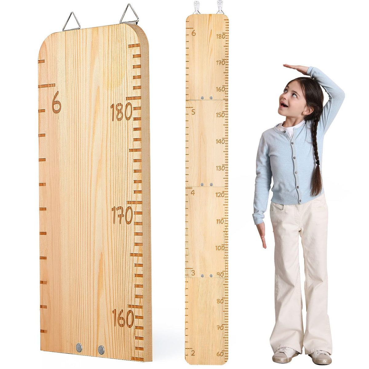Unicorn Castle growth chart wall-wooden-height-chart close-up shows durable solid wood for lasting growth tracking.
