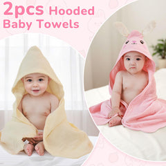 Unicorn Castle hooded towel laid flat showing 30x30 inch size for newborns