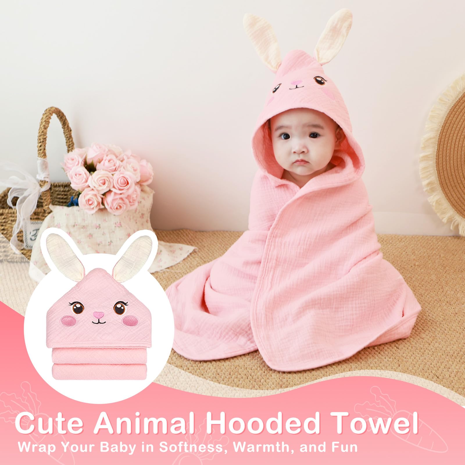 Animal hood design on Unicorn Castle towel adds playful bath time charm