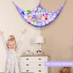 Unicorn Castle large-capacity organizer holds many plushies for playroom tidy-up sessions.