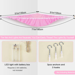 Unicorn Castle LED light string creates a warm, cozy ambiance in pink.