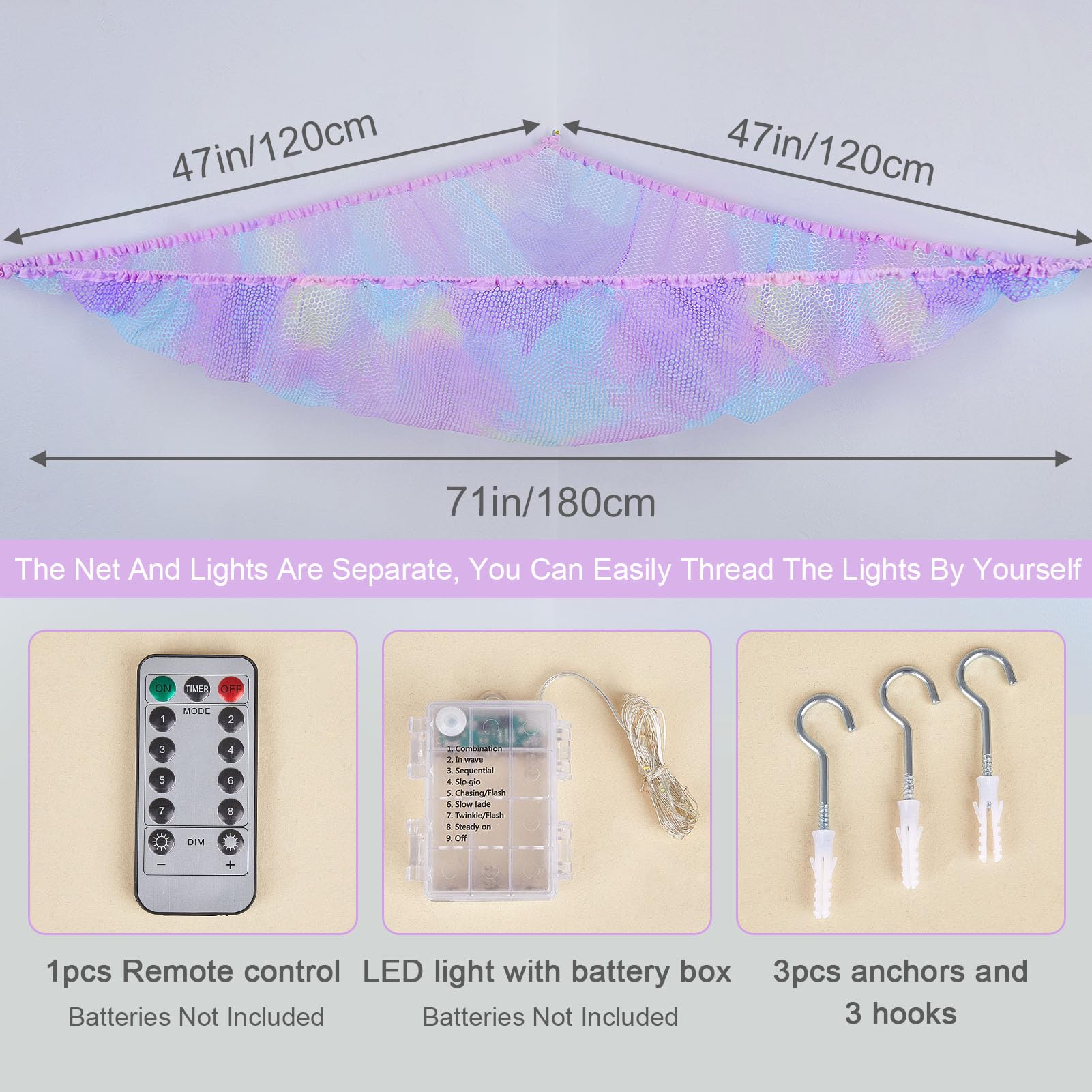 Unicorn Castle LED light strip closeup with adjustable modes for cozy ambience.