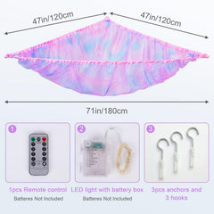 Unicorn Castle LED light strip highlights the hammock with adjustable mood lighting