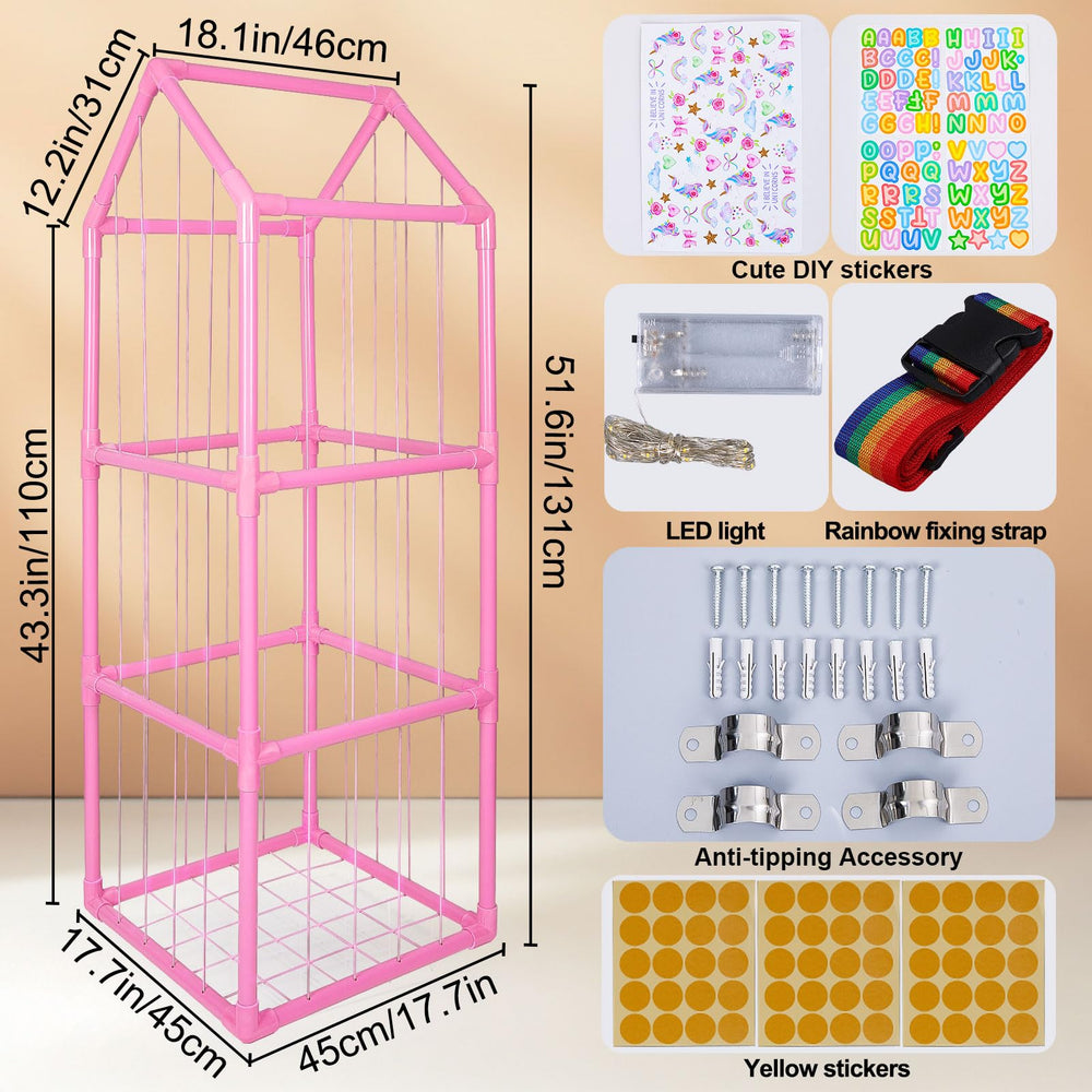 Unicorn Castle packaging includes stickers, LED light, straps and screws