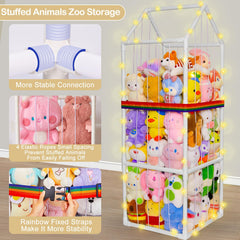 Unicorn Castle plushies storage kids-room setup showcases easy access elastic ropes.