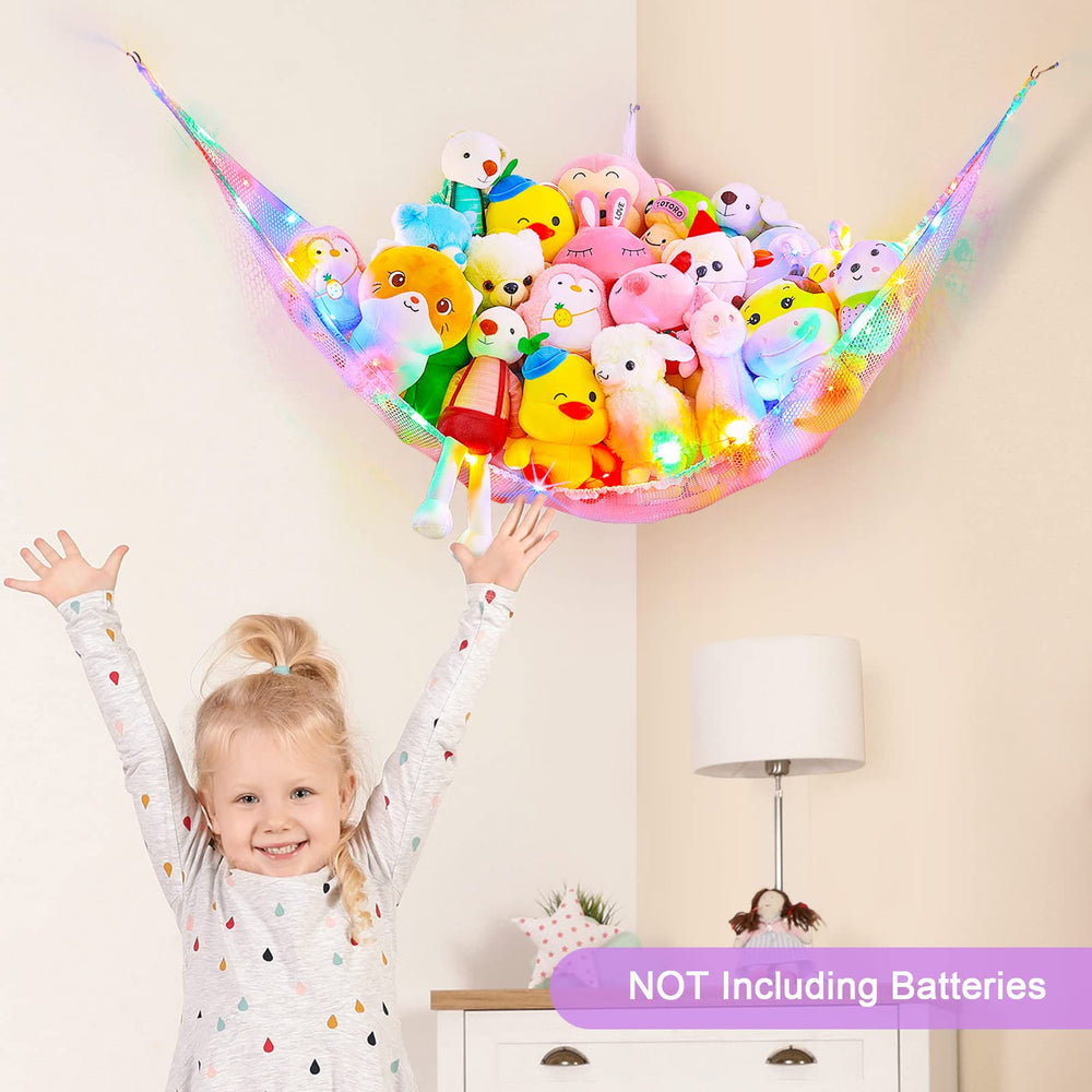 Unicorn Castle premium polyester mesh keeps toys breathable and nursery-ready.