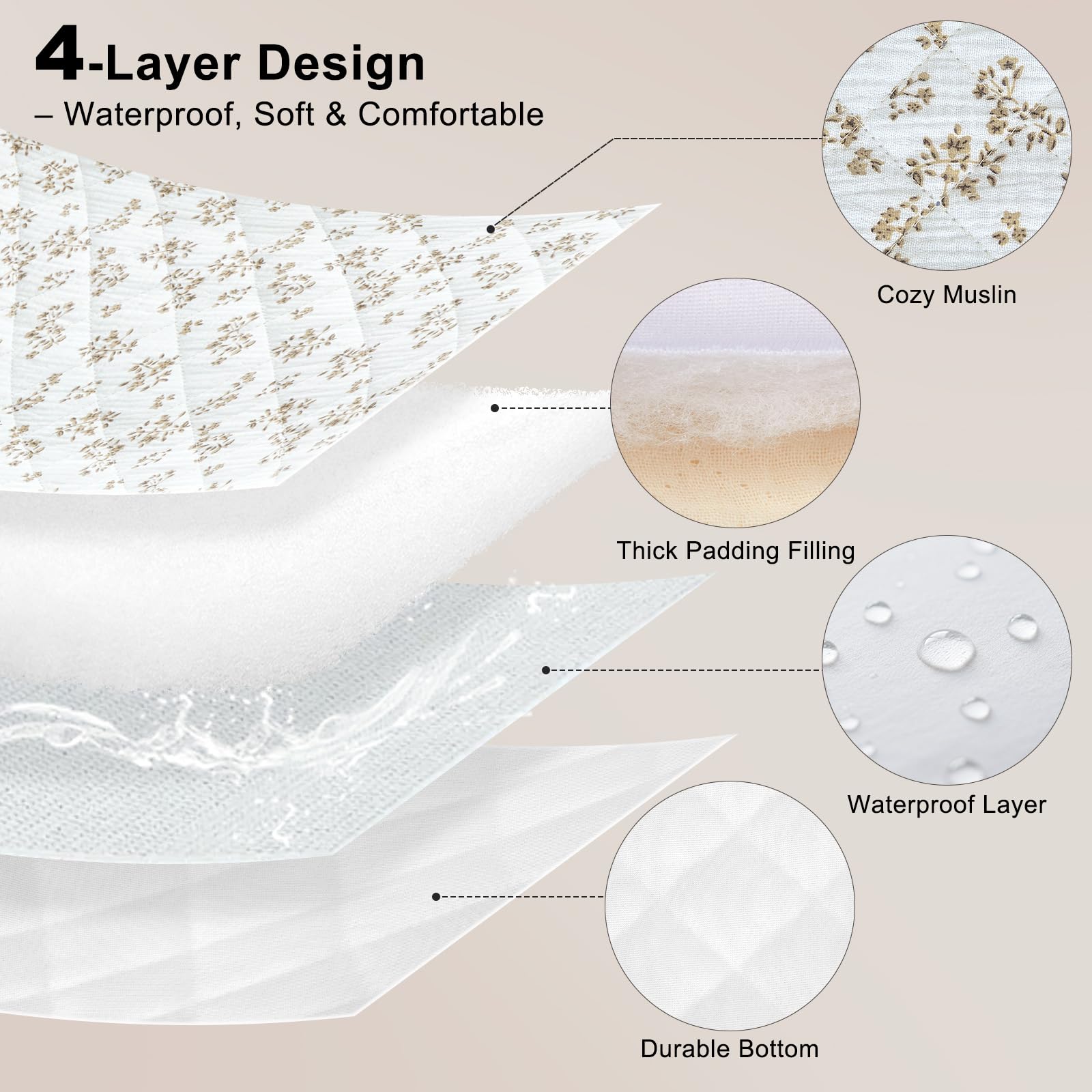Unicorn Castle quilted muslin surface offers soft, breathable care for diaper changes.