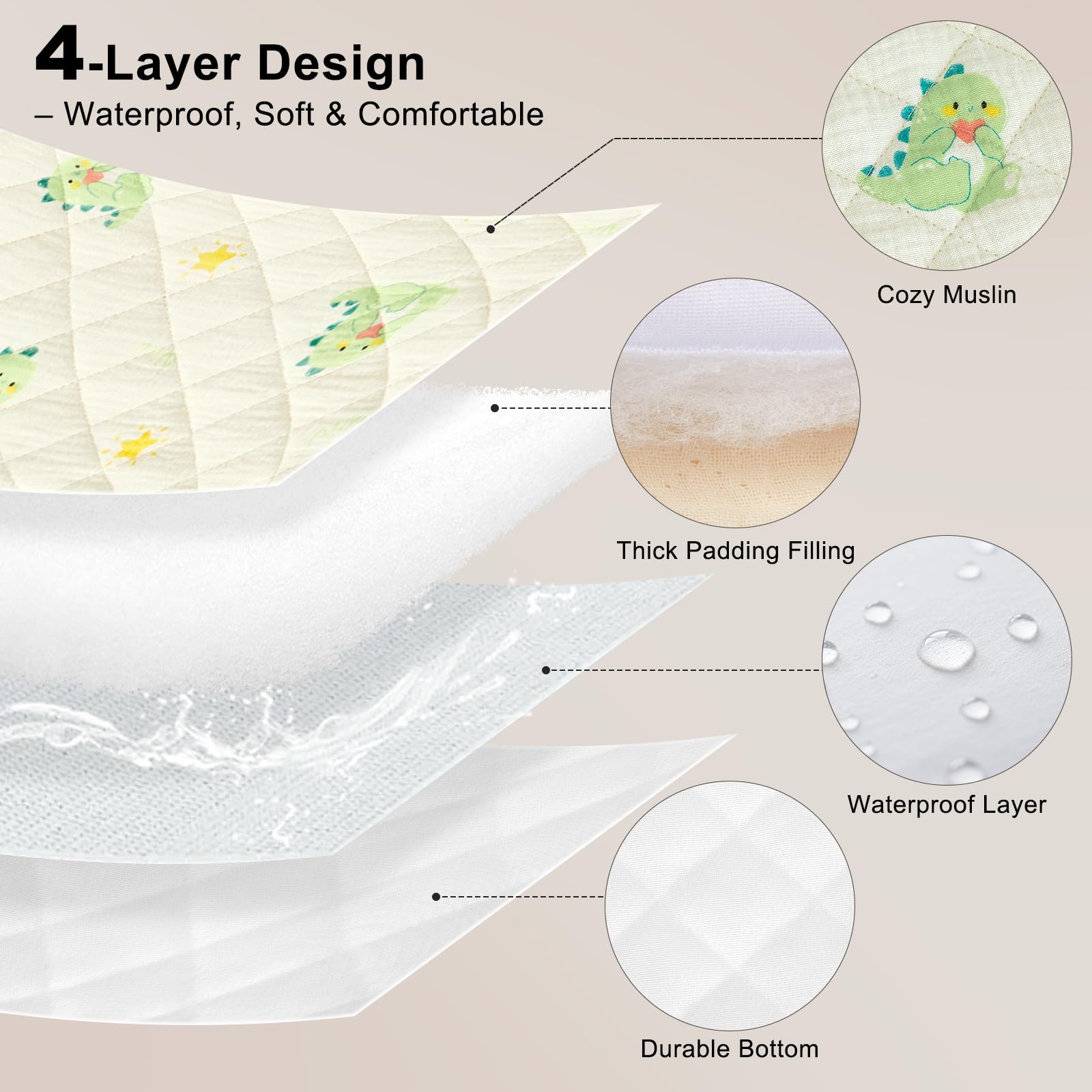 Unicorn Castle quilting muslin surface offers soft, breathable skin-friendly feel.