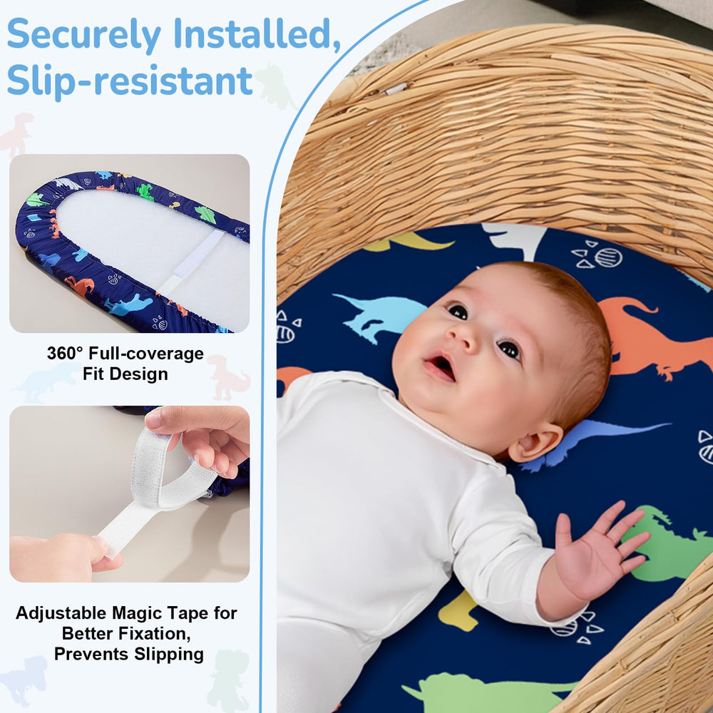 Unicorn Castle Satin Bassinet Sheets adjustable straps securing the sheet under the mattress