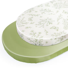 Unicorn Castle satin bassinet sheets solid beige on mattress offer gentle skin-friendly comfort