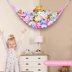 Unicorn Castle large hammock measures 51x51x61 inches for plush storage.