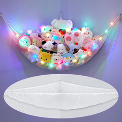 Unicorn Castle stuffed animals net hammock keeps plush toys organized and accessible.