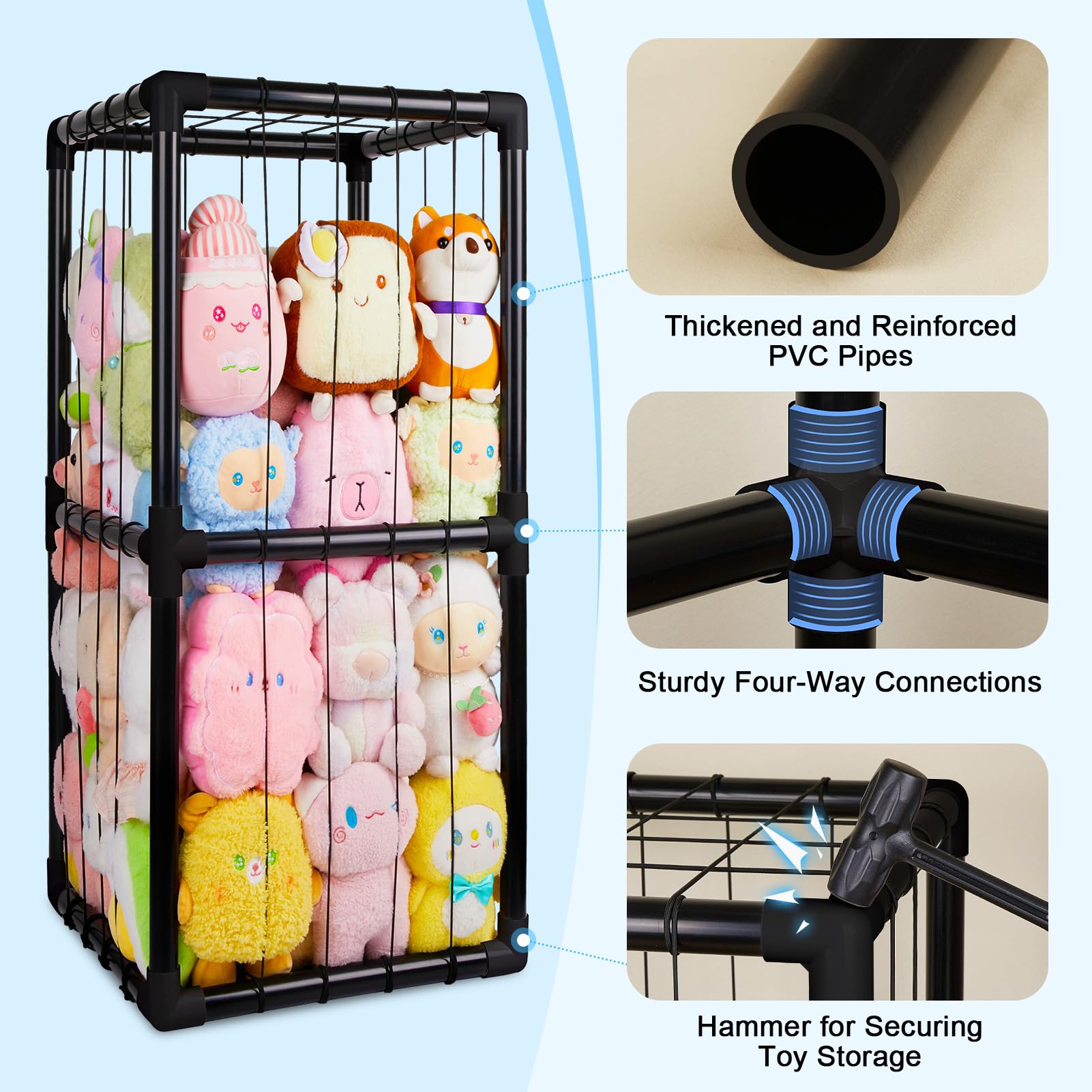 Unicorn Castle elastic cords keep plush toys secure and neatly stored.