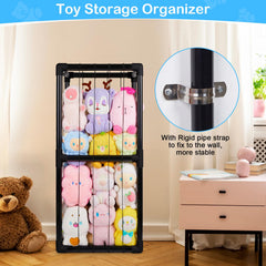 Unicorn Castle storage pipe-tubes shows sturdy frame for plush display.