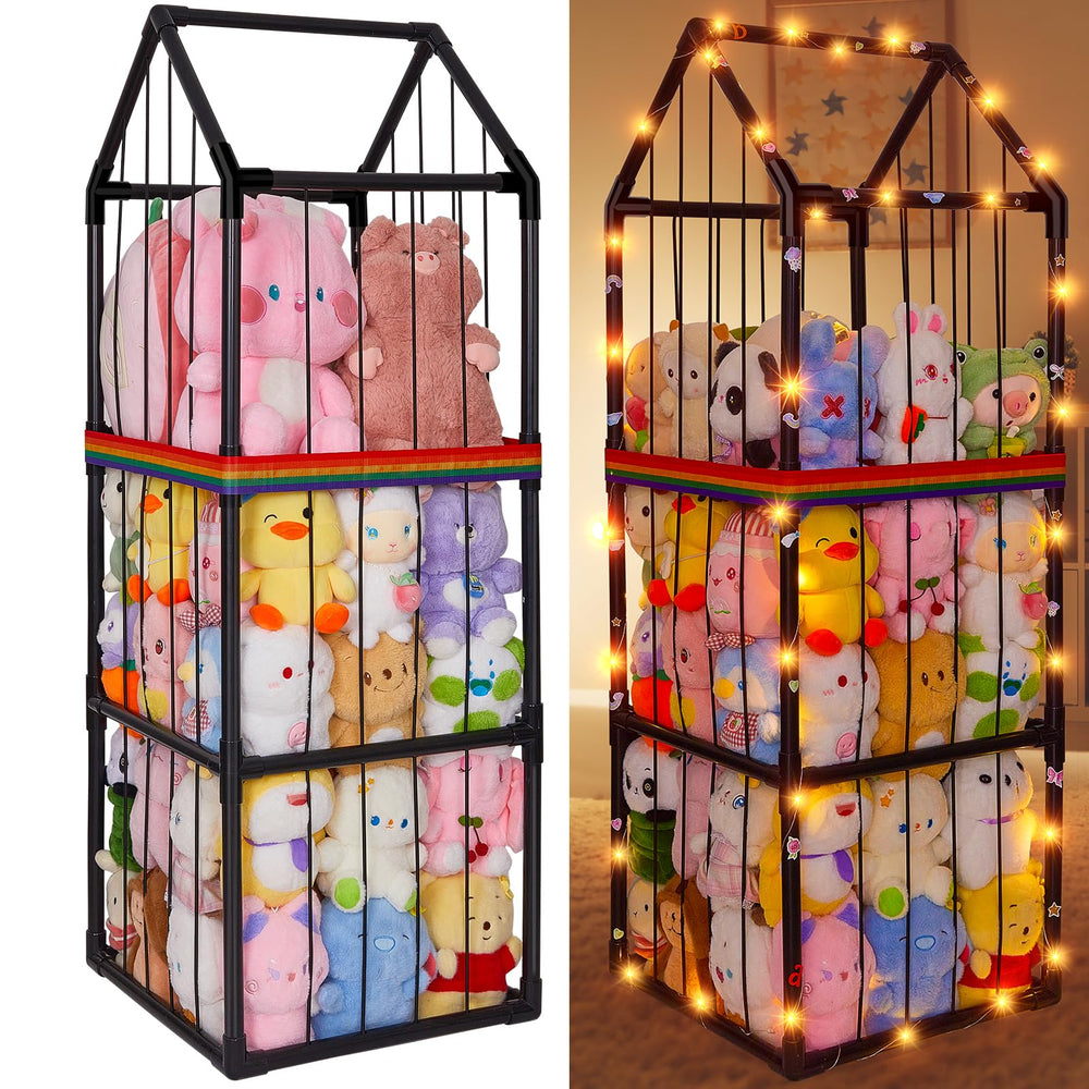 Unicorn Castle three-tier storage keeps plush toys organized and accessible.