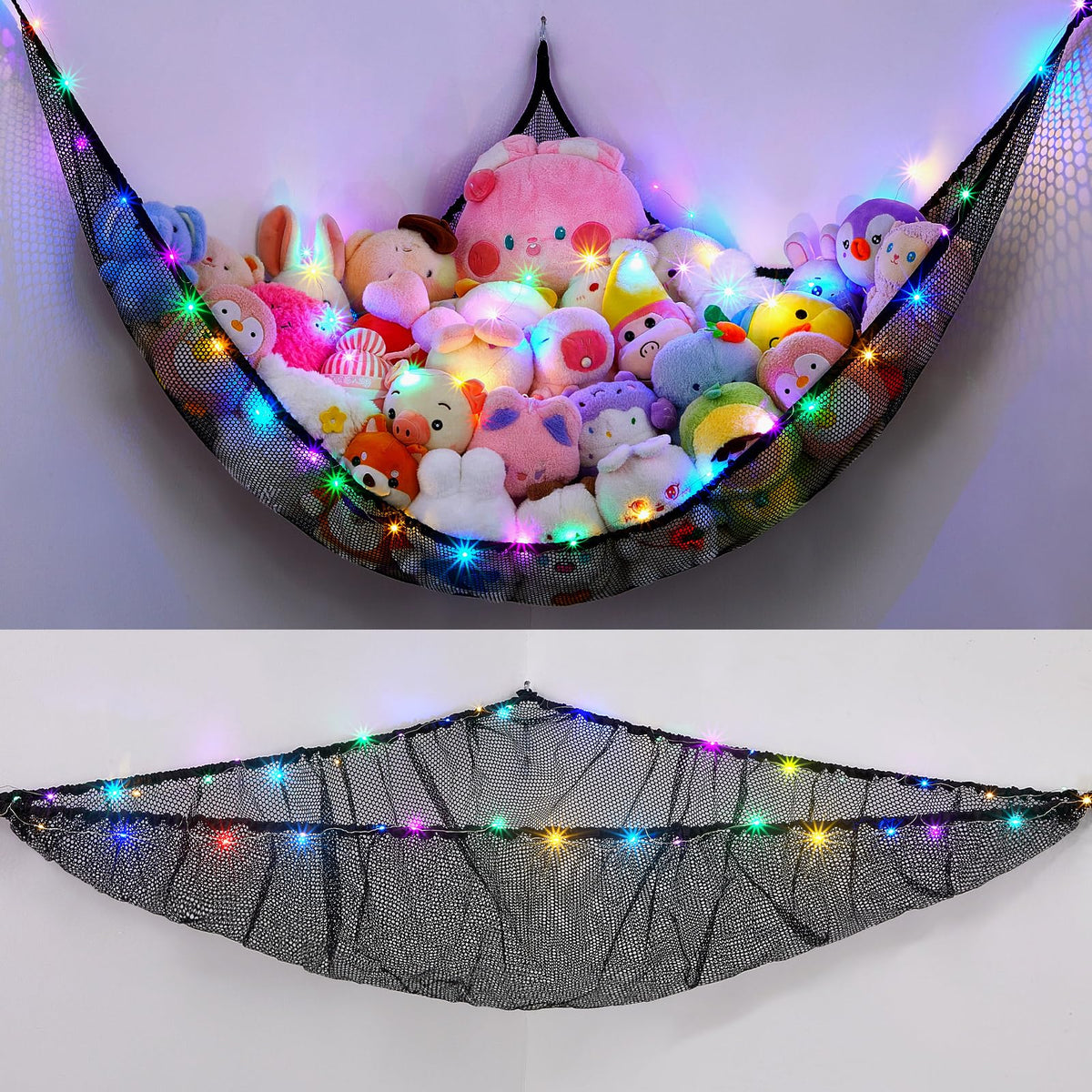Unicorn Castle toy hammock hanging in a kid's corner for organized plush storage.