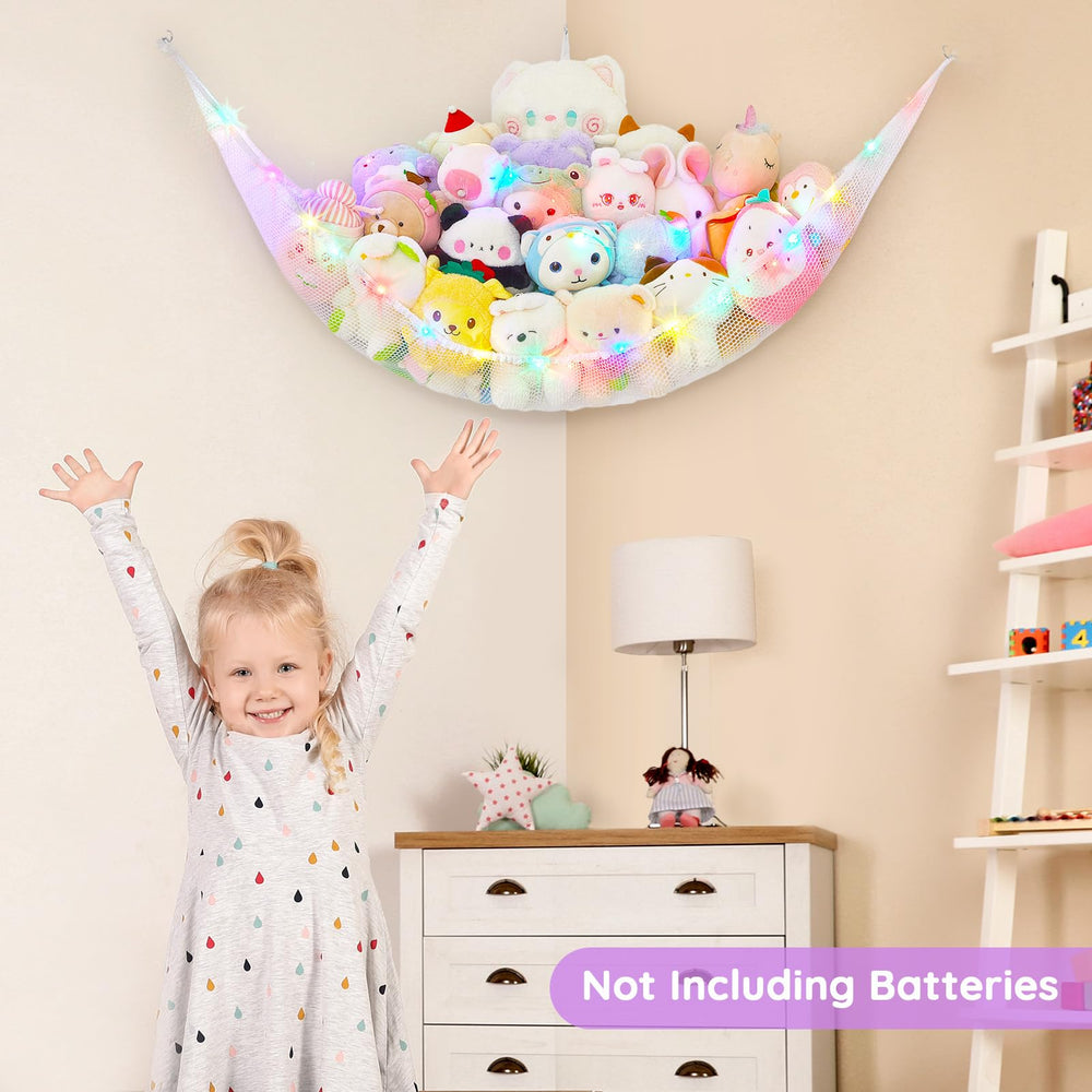 Unicorn Castle toy organizer corner hanging showcases space-saving triangle design.