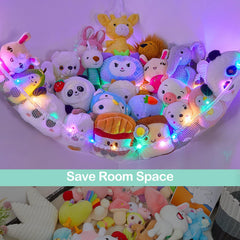 Unicorn Castle toy storage hammock with large capacity for plush toys.