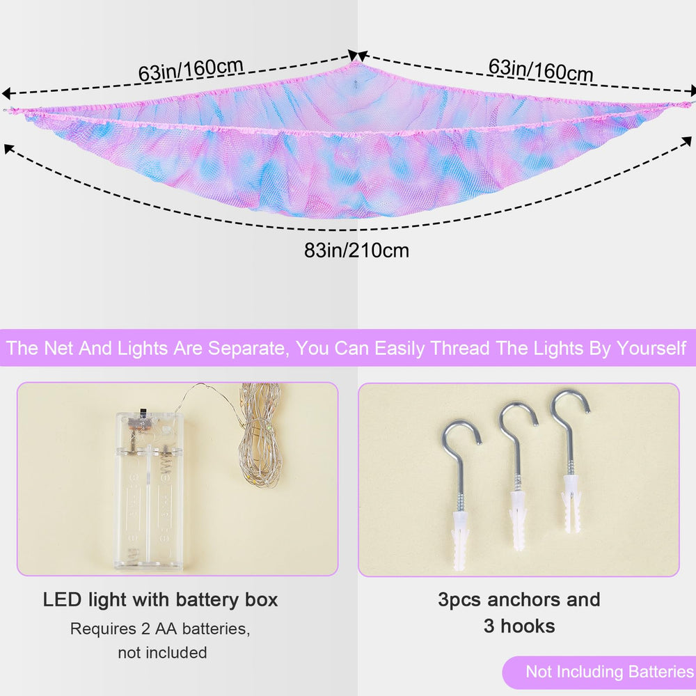 Unicorn Castle toy storage hammock installed with wall hooks offers quick, secure setup.