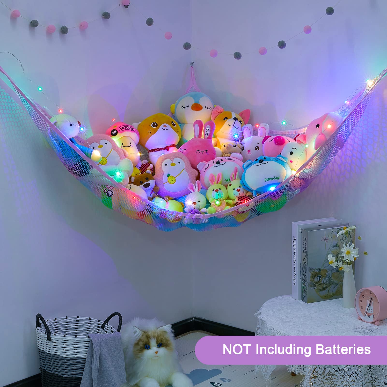 Unicorn Castle wall hooks shown for easy mounting of the toy organizer