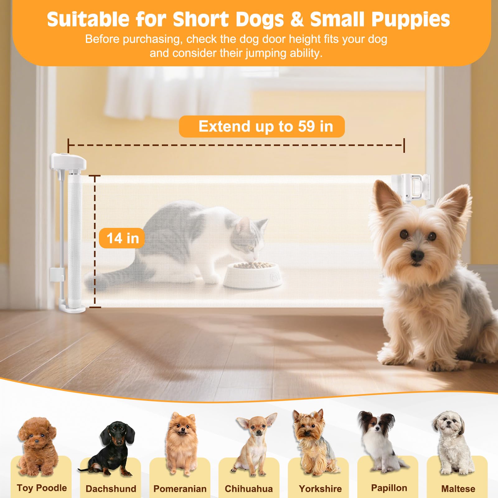 Unidevice Short Dog Gate extended to 59 inches for wide hallways