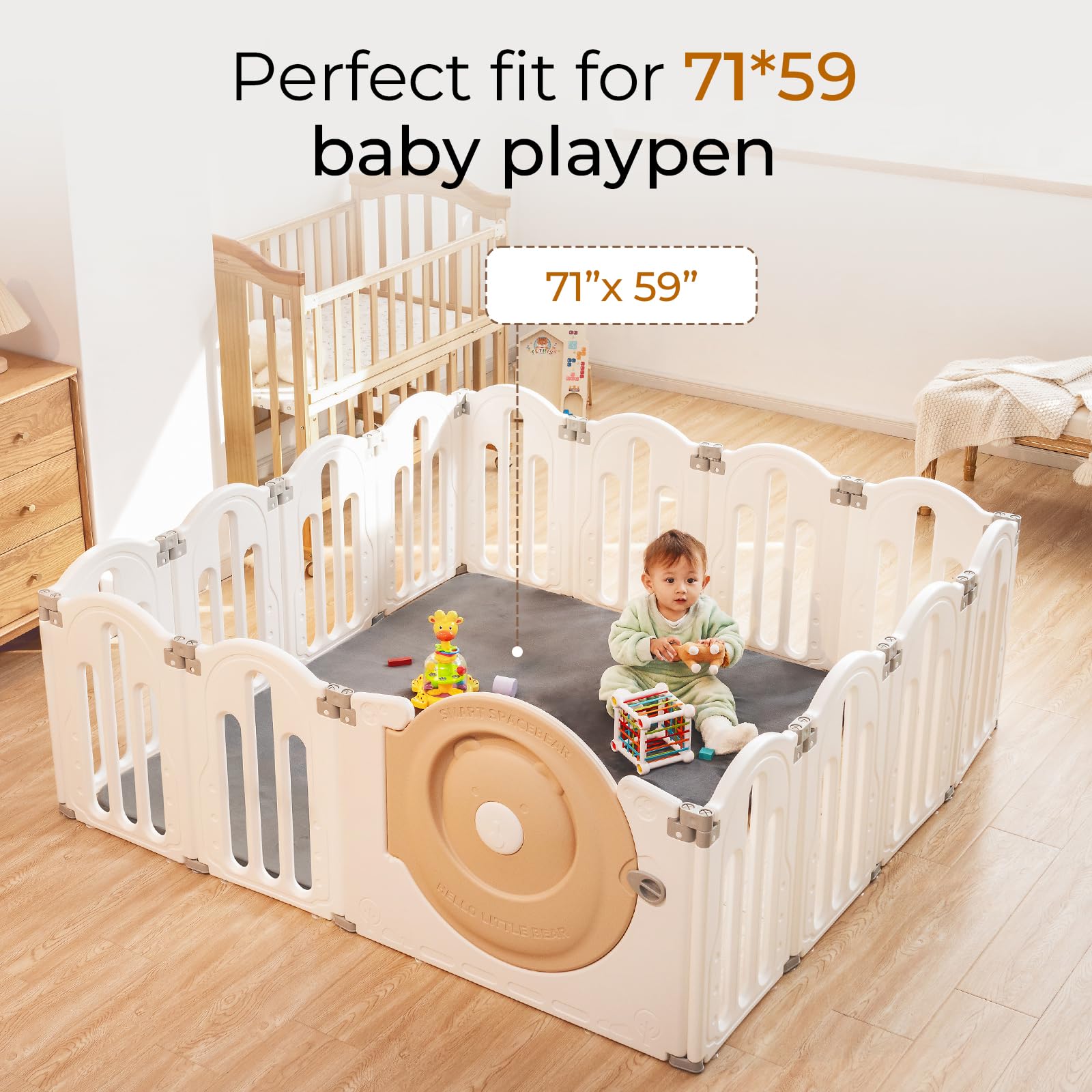 Uniency baby play mat foam density close-up shows 1.2-inch cushioning.