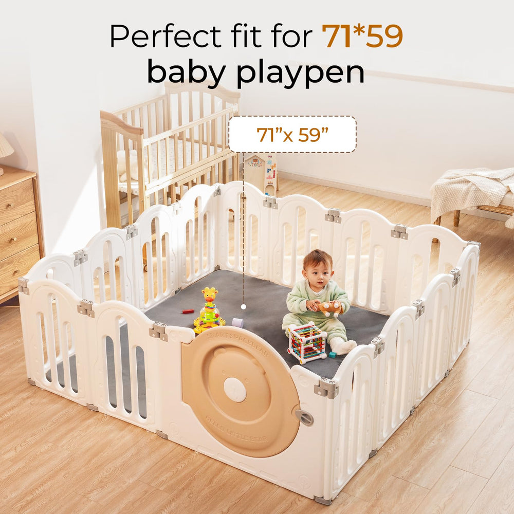 Uniency baby play mat foam density close-up shows 1.2-inch cushioning.