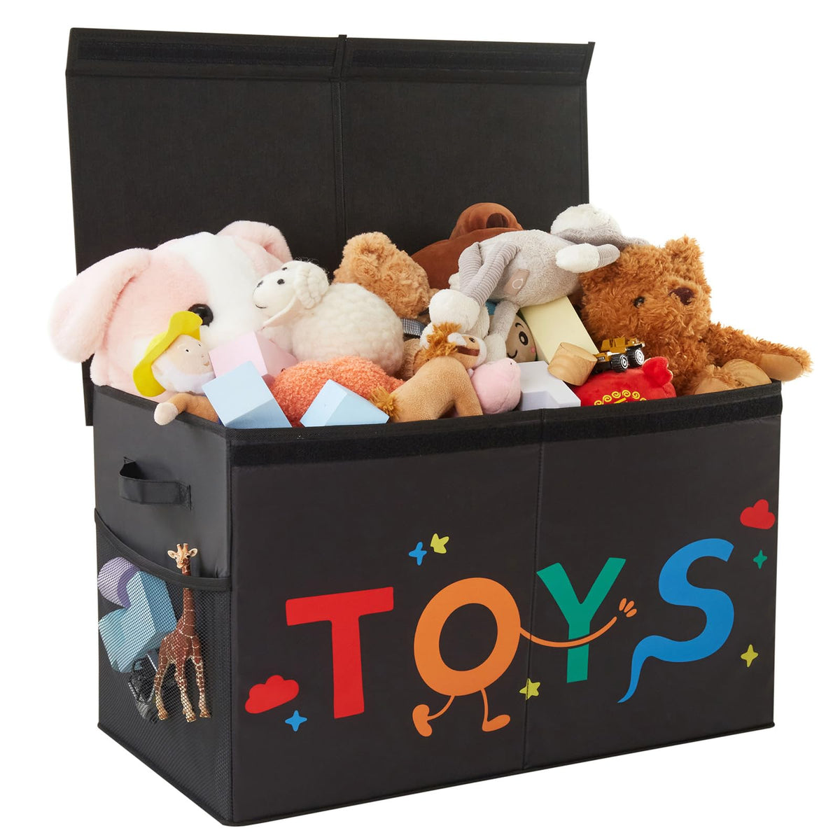 Uniency Large Toy Box demonstrates 83L capacity for organized storage.
