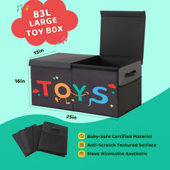 Uniency Large Toy Box with collapsible design saving space when stored.