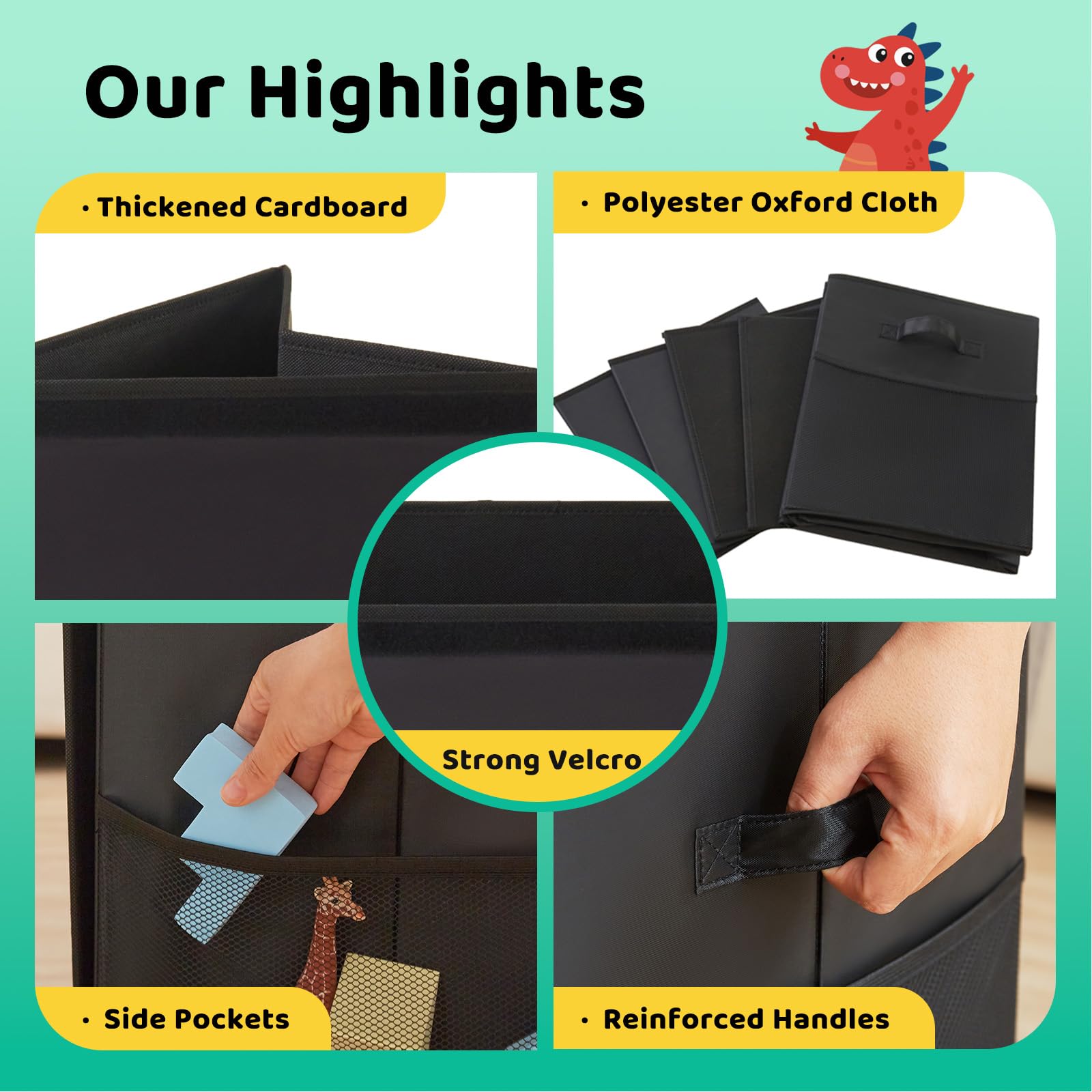 Uniency Large Toy Box lid with Velcro for easy access and secure closure.