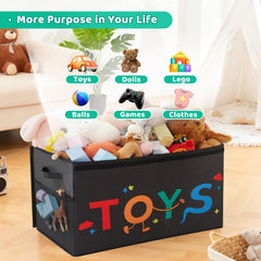 Uniency Large Toy Box shows removable two-compartment divider for flexible sorting.