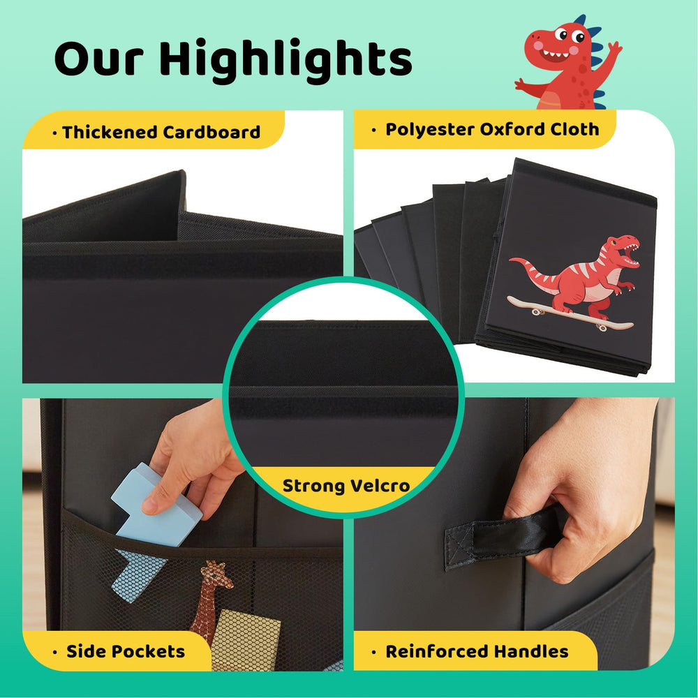 Uniency toy box 3-compartment divider helps organize toys by size.