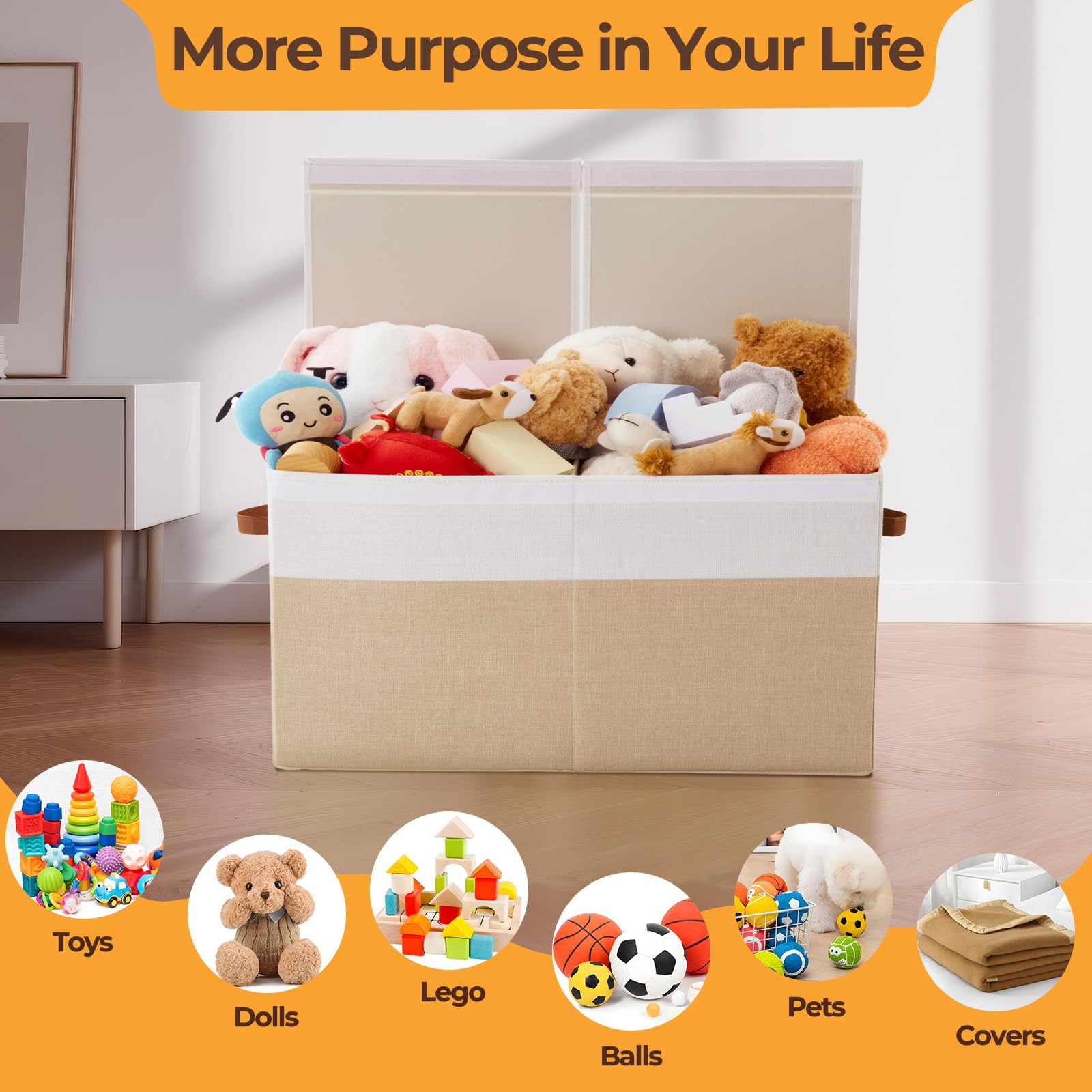 Uniency toy box 83L capacity demonstrates spacious storage