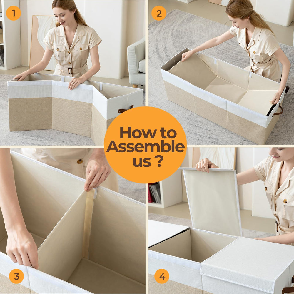 Uniency toy box beige color complements living room decor