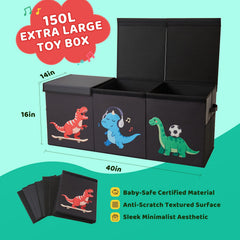 Uniency toy box fold-flat storage enables compact stowage when not in use.