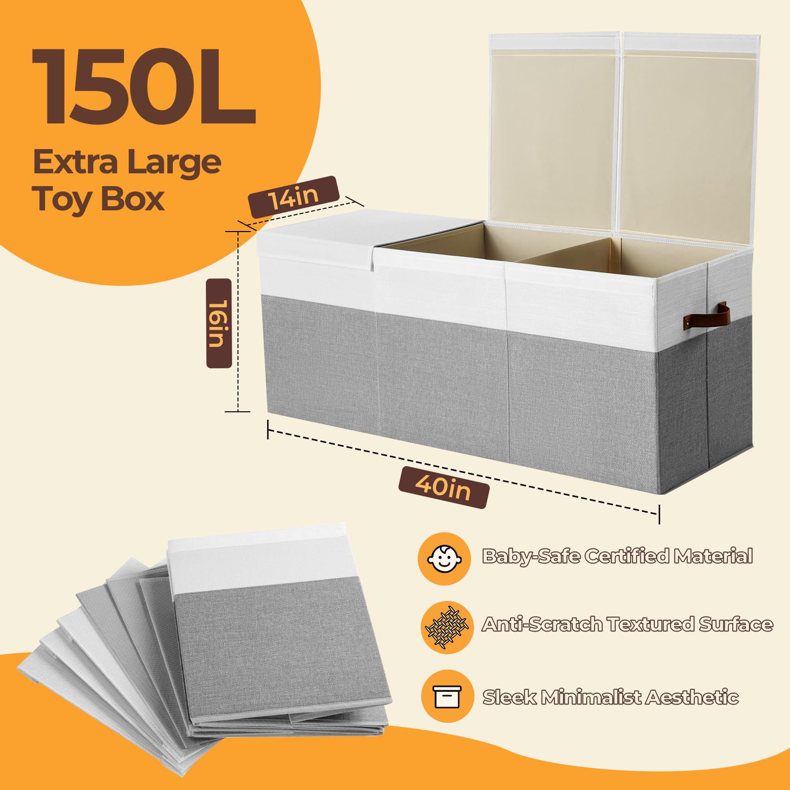 Uniency toy box lid open highlights quick access for active kids' playtime.